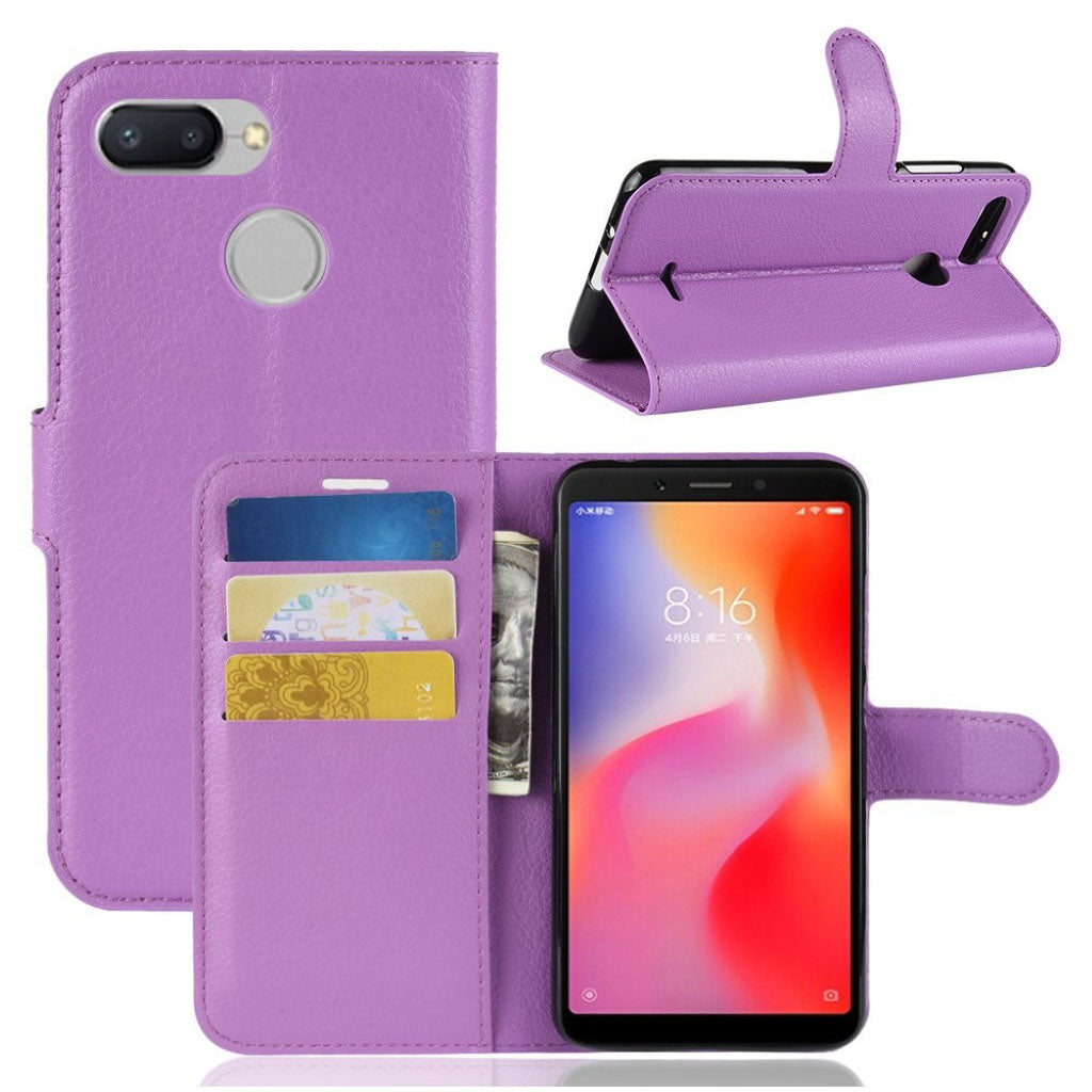 Xiaomi Redmi 6 étui en cuir litchi - Violet