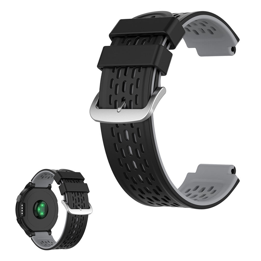 Dual color silicone watch band for Garmin devices - Black / Grey