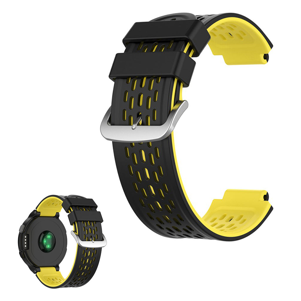 Dual color silicone watch band for Garmin devices - Black / Yellow