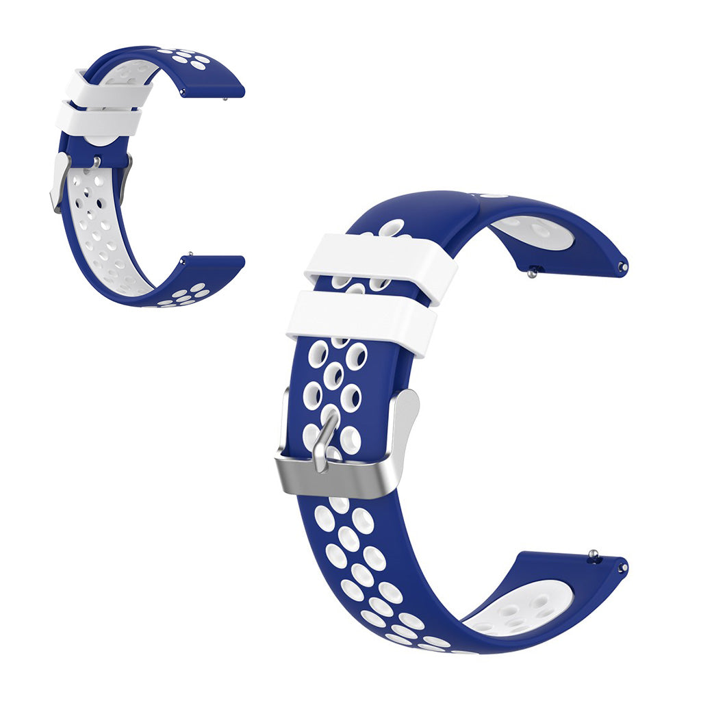 22mm Bracelet de montre universel en silicone double couleur + boucle - Bleu / Blanc