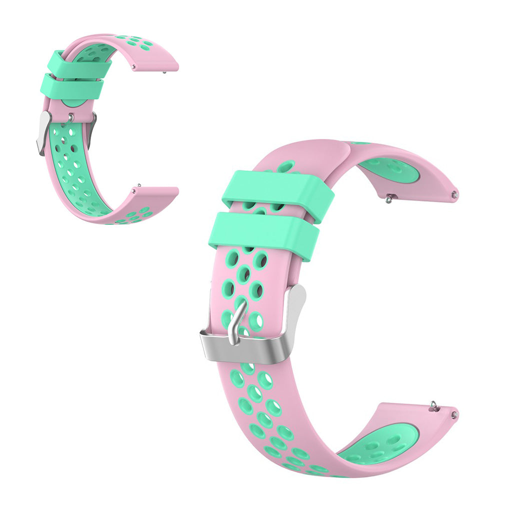 22mm Bracelet de montre universel en silicone double couleur + boucle - Rose / Cyan