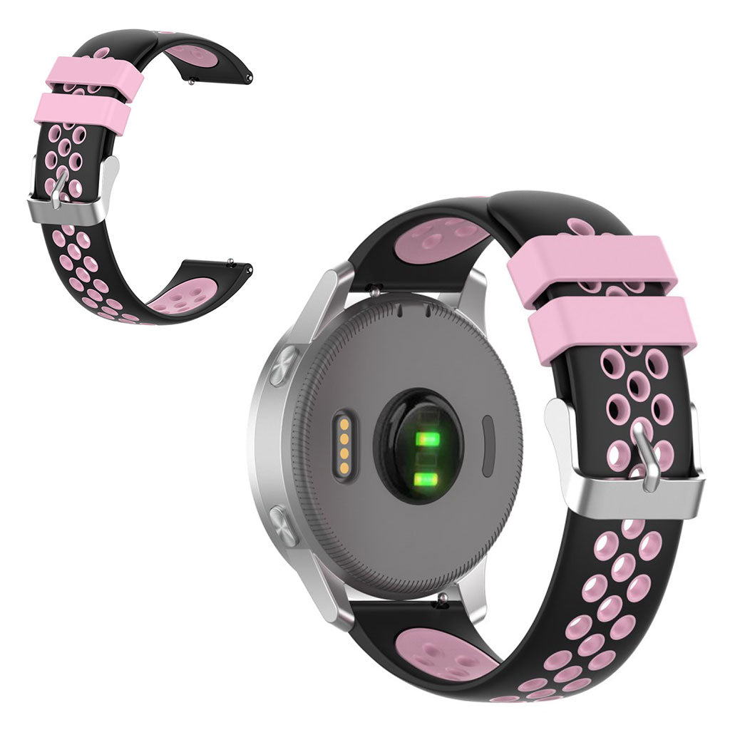 18mm Garmin Vivoactive 4S / Vivomove 3S dual color silicone watch band - Noir / Rose