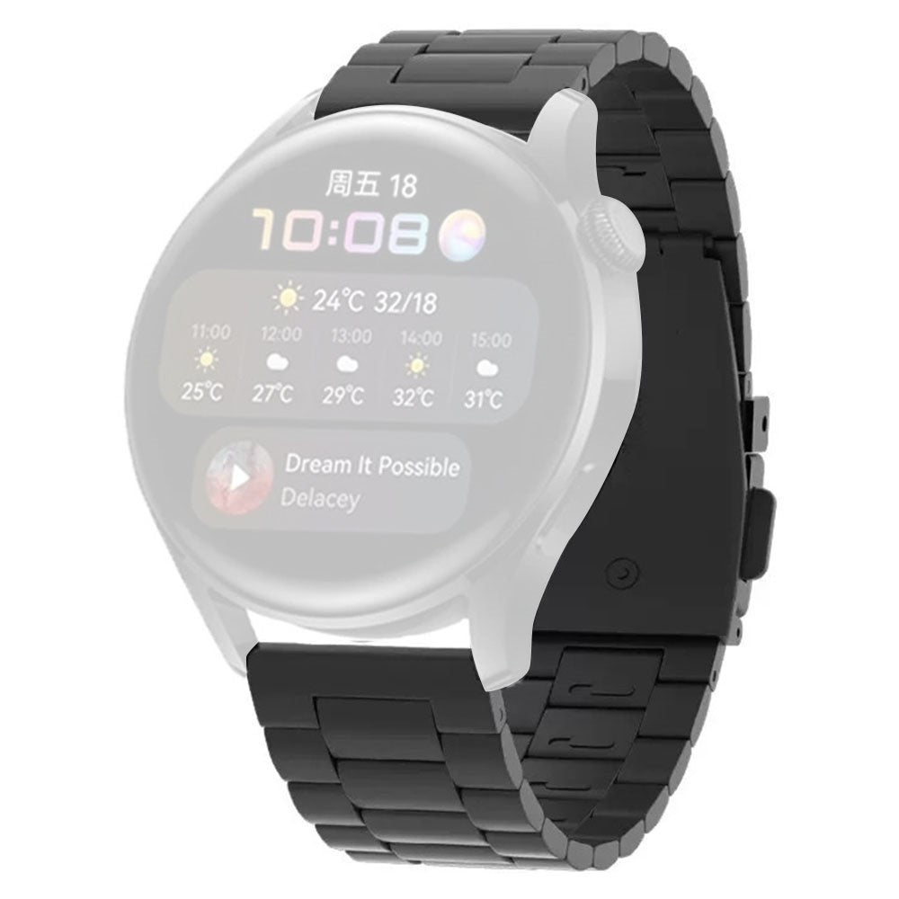 Huawei Watch GT4 46mm / GT3 46mm / GT2 46mm Watch Strap 3 Beads Titanium Steel 22mm Wrist Band - Black