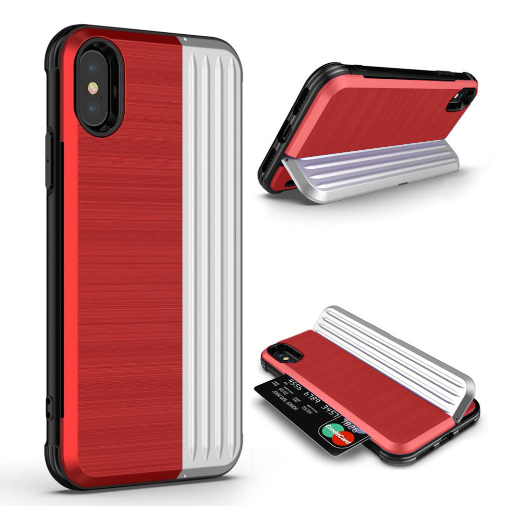 ANGIBABE Étui hybride iPhone Xr avec bequille - Rouge / Argent