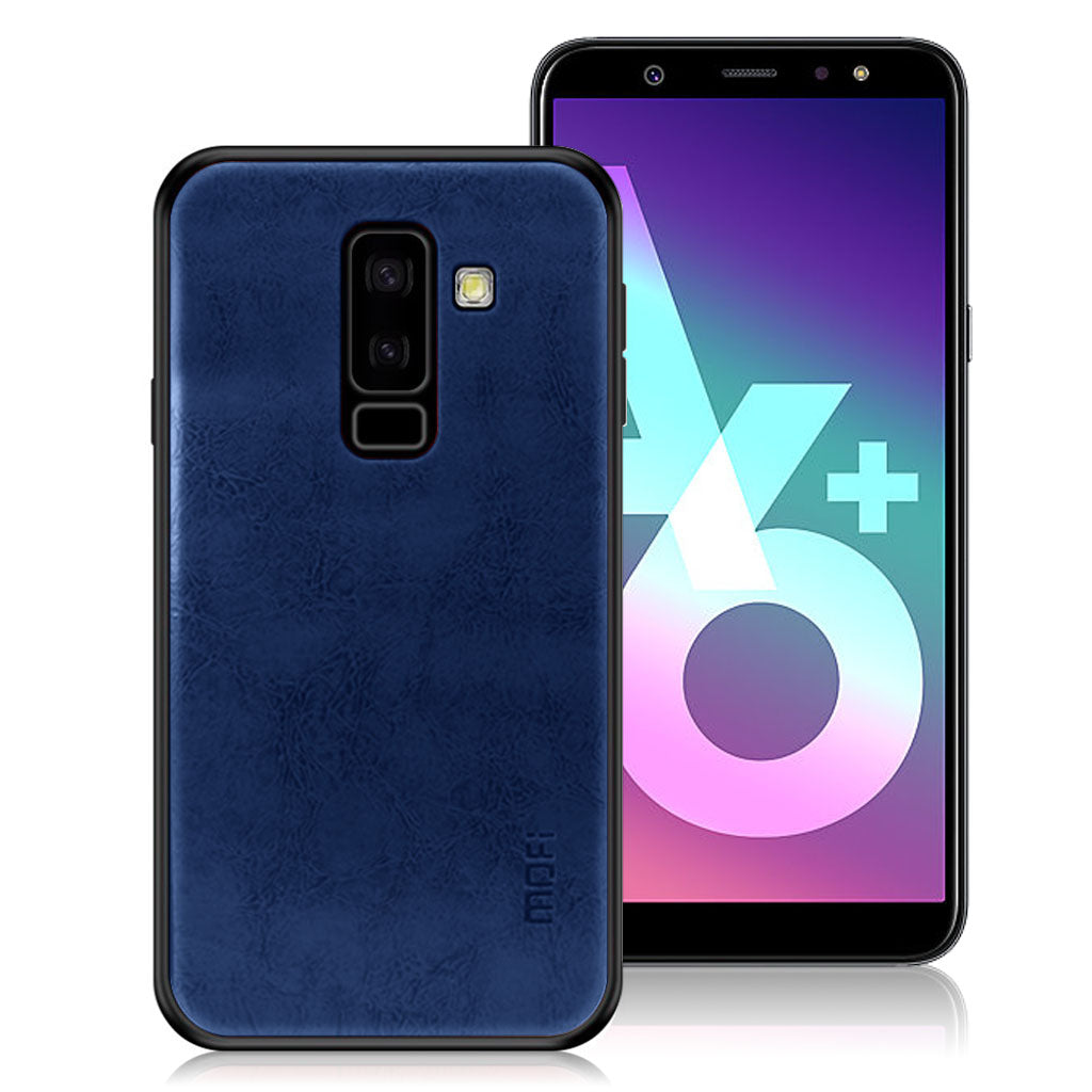 MOFI Samsung Galaxy A6 Plus (2018) étui hybride recouvert de cuir - Bleu