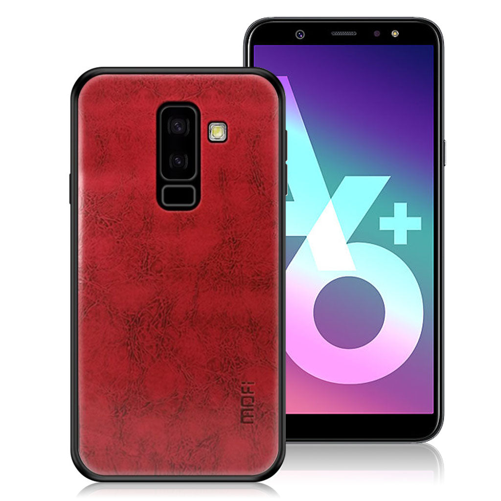 MOFI Samsung Galaxy A6 Plus (2018) étui hybride recouvert de cuir - Rouge