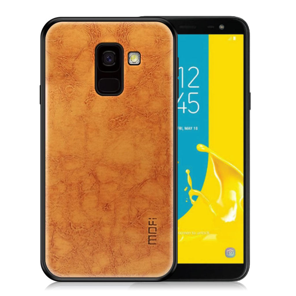 MOFI Samsung Galaxy J6 (2018) étui hybride revêtu de cuir - Marron