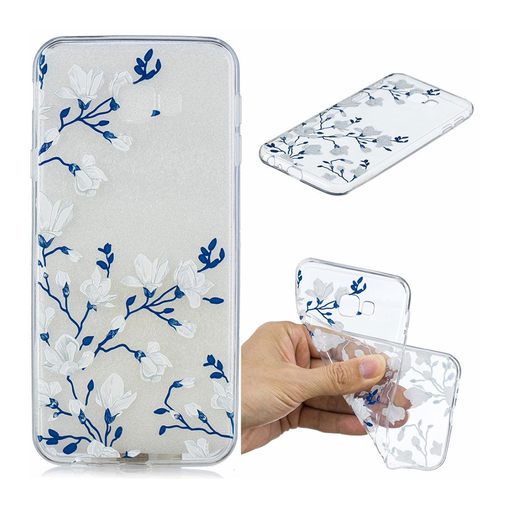 Étui Samsung Galaxy J4 Plus (2018) à motif gaufré - Fleur blanche