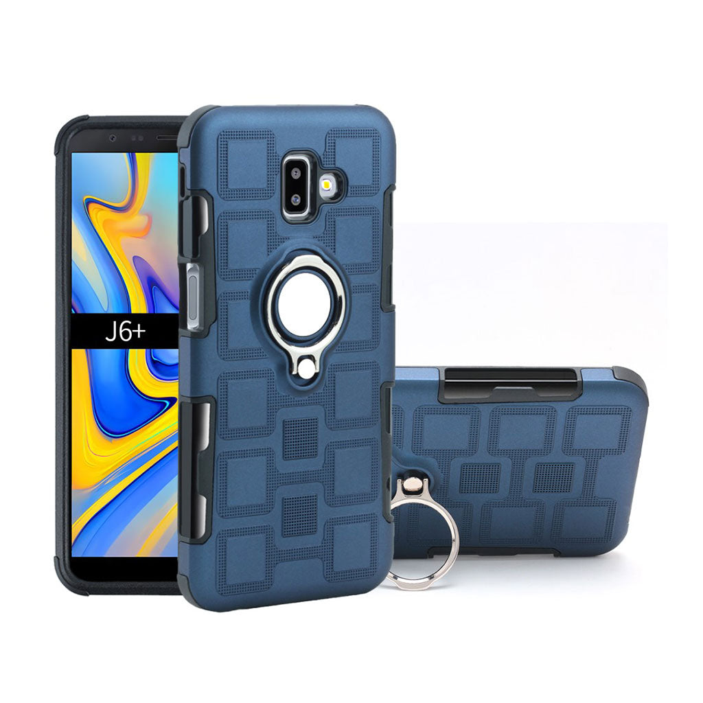 Étui combiné à motif géométrique Samsung Galaxy J6 Plus (2018) - Bleu foncé