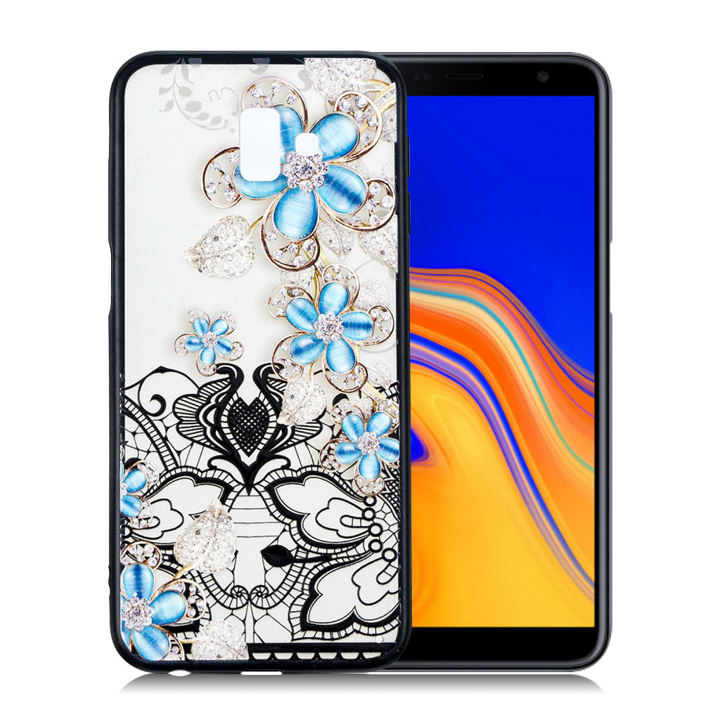 Samsung Galaxy J6 Plus (2018) étui combo fleur dentelle - Fleur bleue