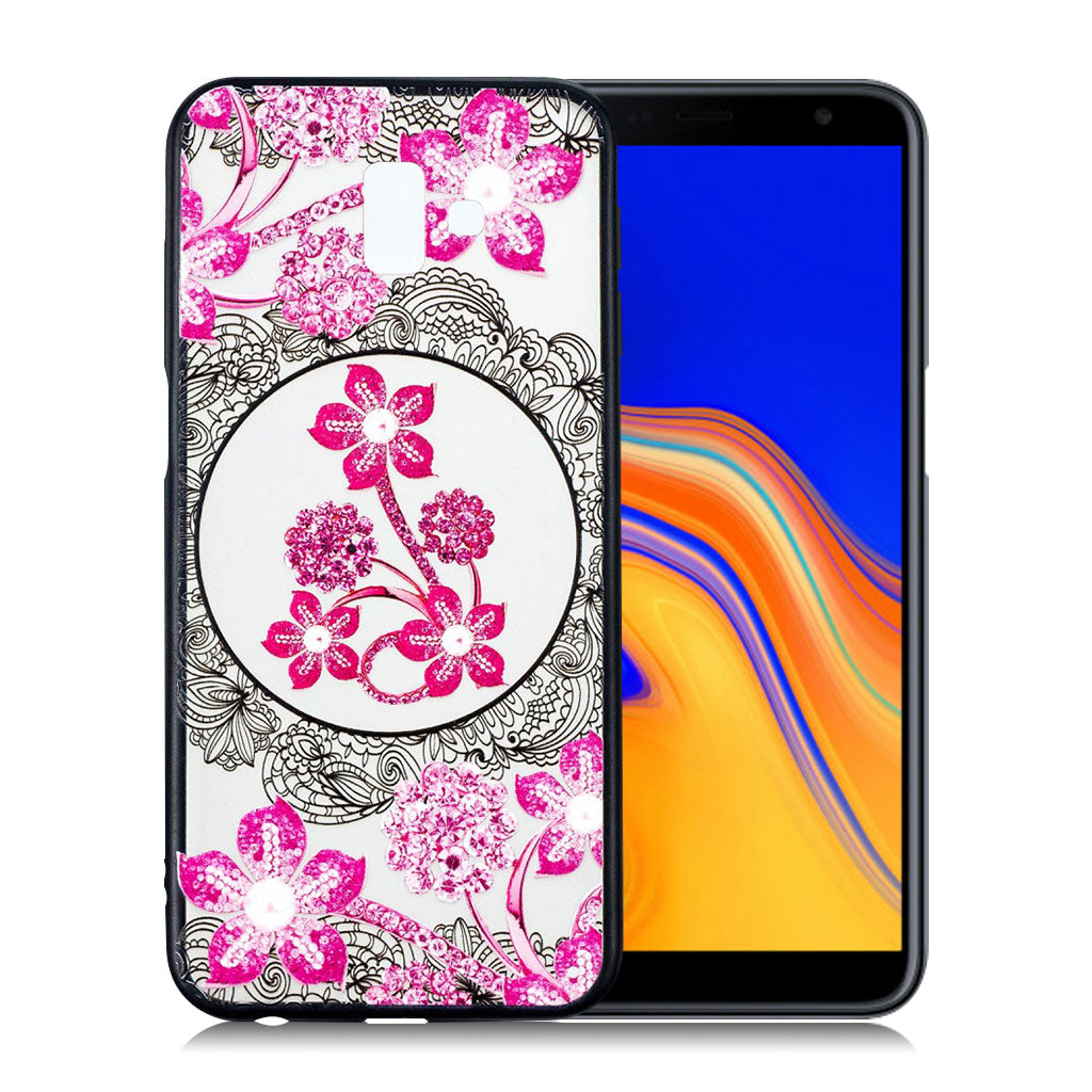 Samsung Galaxy J6 Plus (2018) étui combo fleur dentelle - Fleur rose