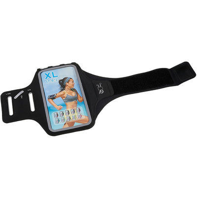 Brassard de sport universel avec trou pour écouteurs pour téléphone de 6 pouces - Noir