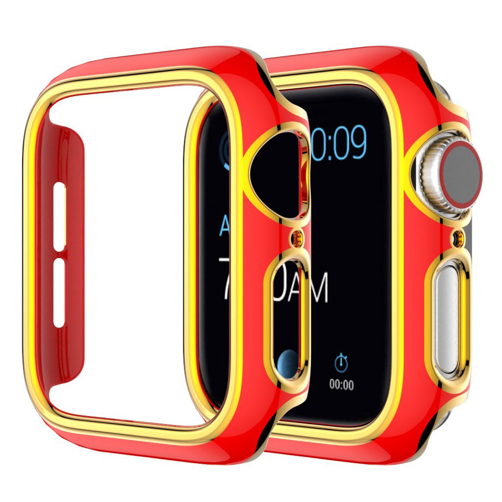 Housse d'ornement de couleur brillante pour Apple Watch Series 3/2/1 38mm - Rouge / Or