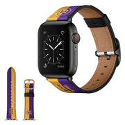 Apple Watch Series 6 / 5 44mm bracelet cuir élégant - Rayures Jaunes + Violettes
