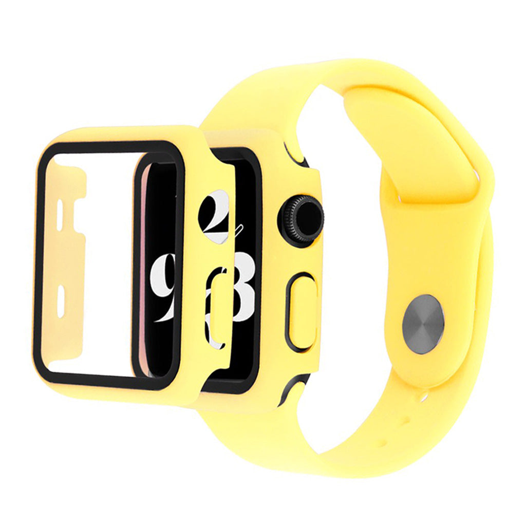 Apple Watch Series 6 / 5 40mm housse en verre trempé + bracelet de montre - Jaune
