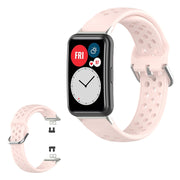 Bracelet montre Huawei Watch Fit en silicone gravé à trous - Rose
