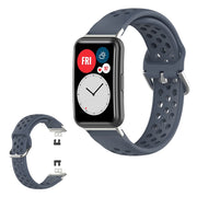 Bracelet montre Huawei Watch Fit en silicone gravé à trous - Gris