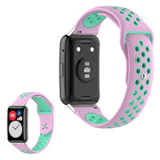 Bracelet en silicone bicolore pour Huawei Watch Fit - Rose / Cyan