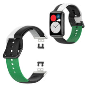 Huawei Watch Fit bracelet en silicone trois couleurs - Noir / Blanc / Vert