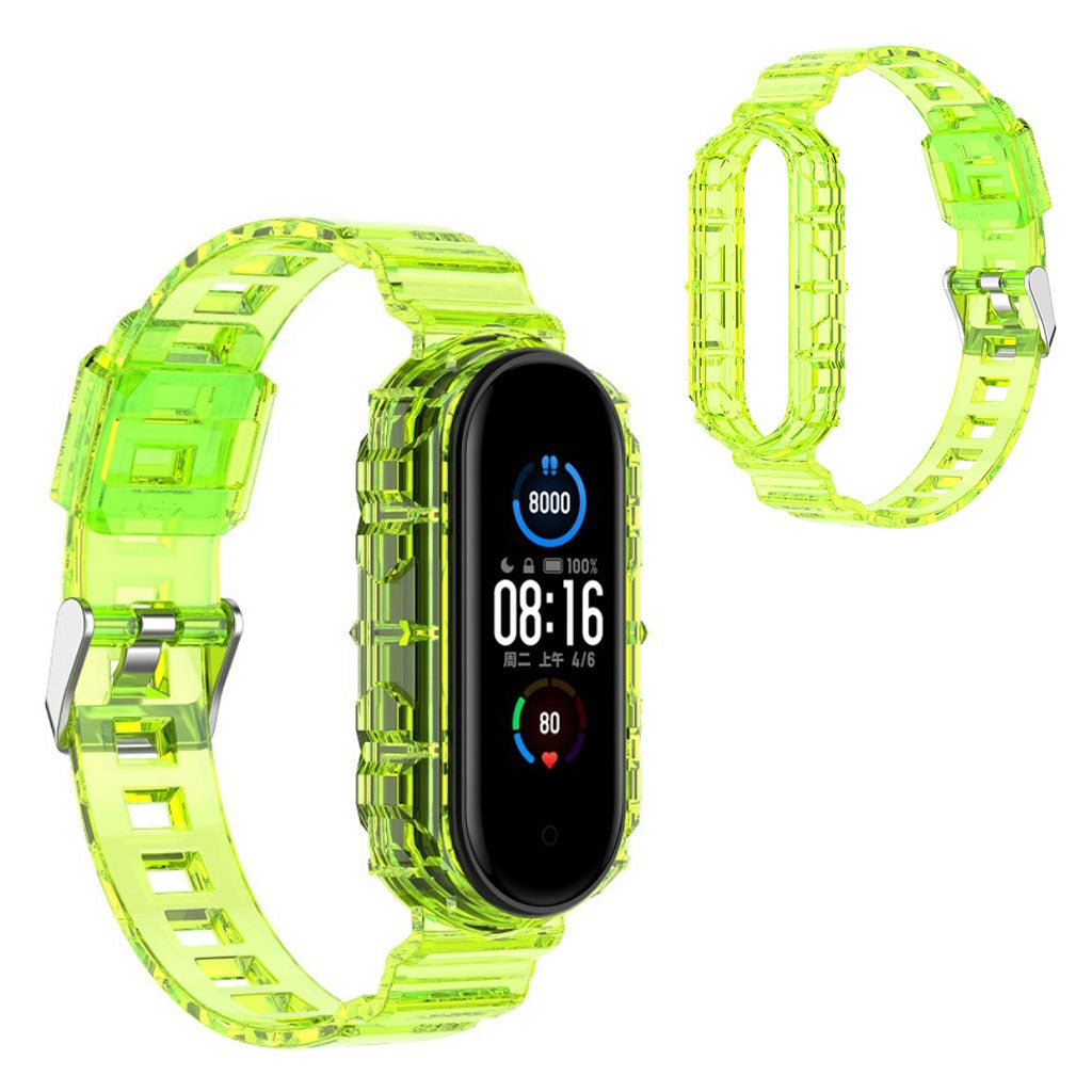 Xiaomi Mi Band 6 / 5 clear style watch band - Flourescent Green