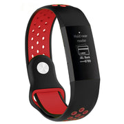 Bracelet montre Fitbit Charge 3 en silicone bicolore respirant - Noir / Rouge