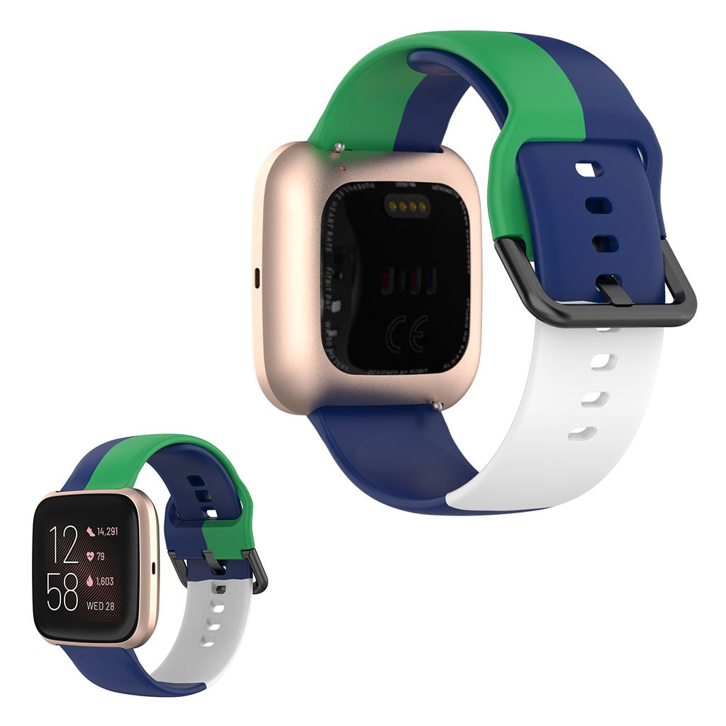 Fitbit Versa 2 / Versa Lite three color silicone watch band - Blue / Green / White