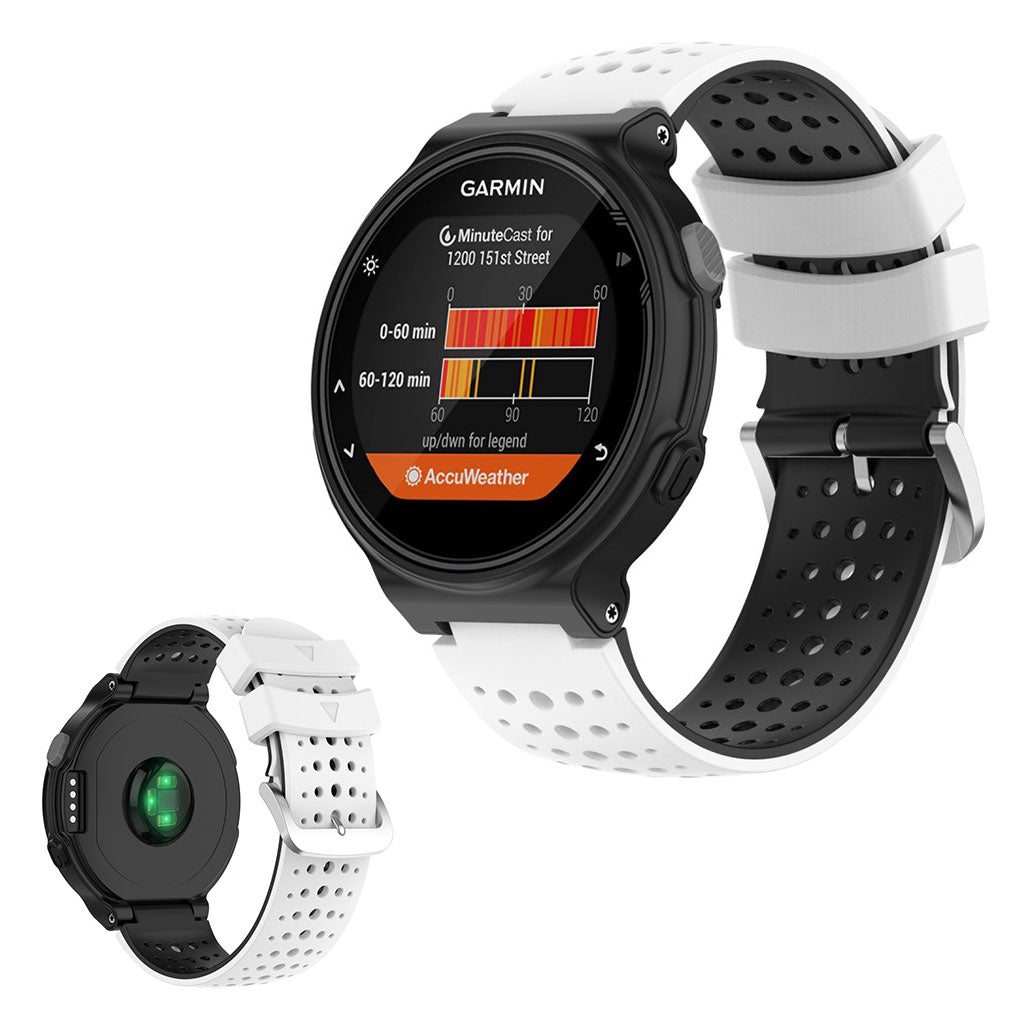 Two-tone silicone watch band for Garmin Forerunner devices - White / Black