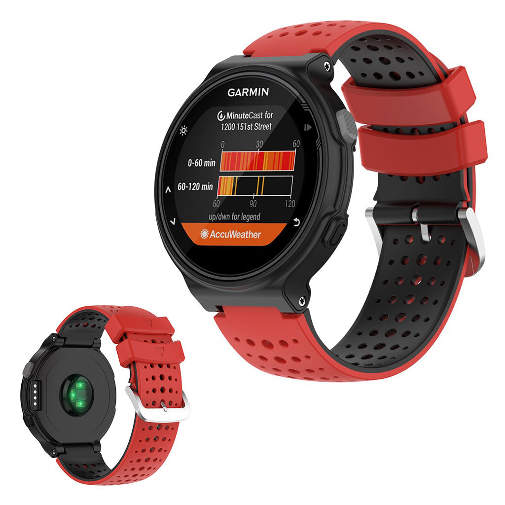 Two-tone silicone watch band for Garmin Forerunner devices - Red / Black