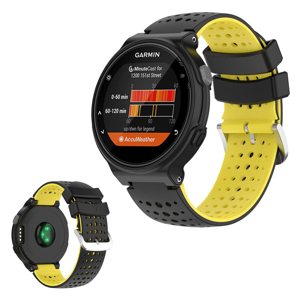 Two-tone silicone watch band for Garmin Forerunner devices - Black / Yellow
