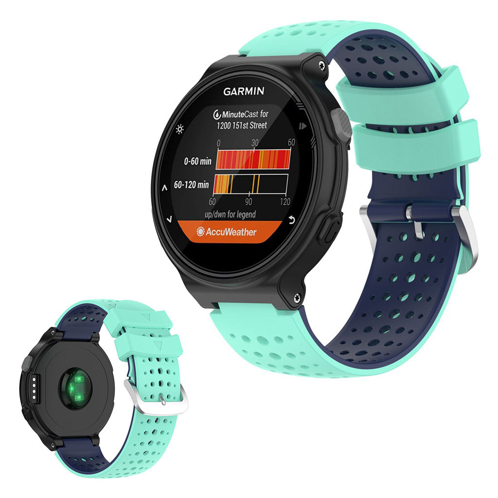 Two-tone silicone watch band for Garmin Forerunner devices - Cyan / Dark Blue