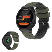 Bracelet de montre en silicone bicolore pour les appareils Garmin Forerunner - Vert Armée / Noir