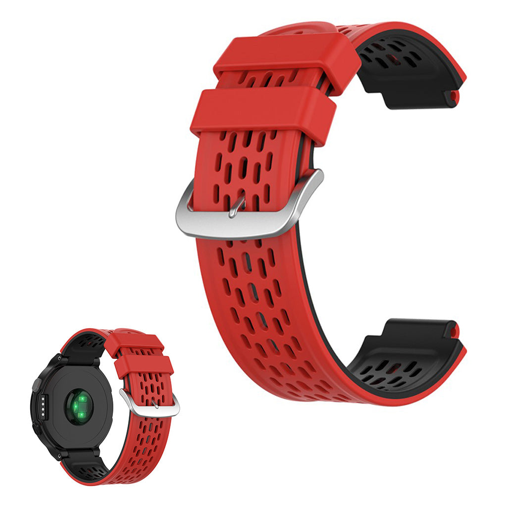 Dual color silicone watch band for Garmin devices - Red / Black