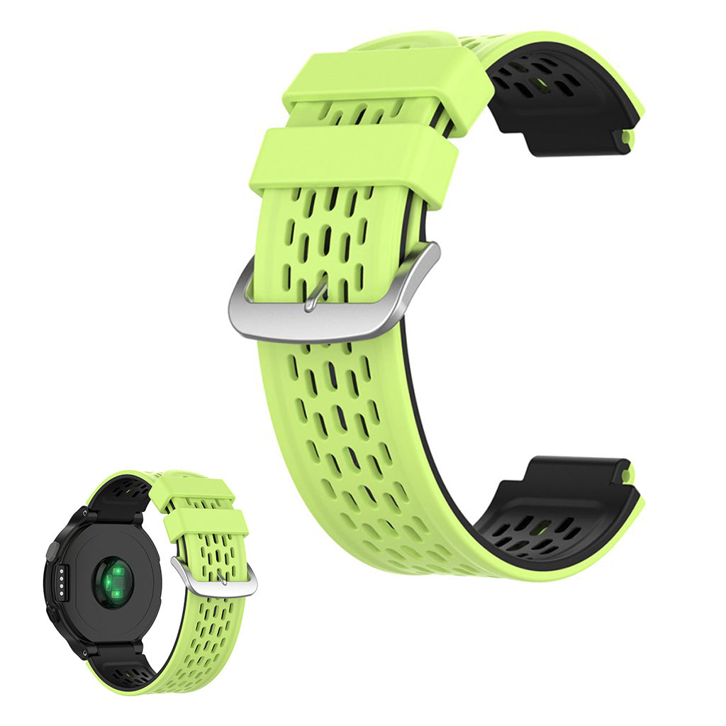 Dual color silicone watch band for Garmin devices - Lime / Black