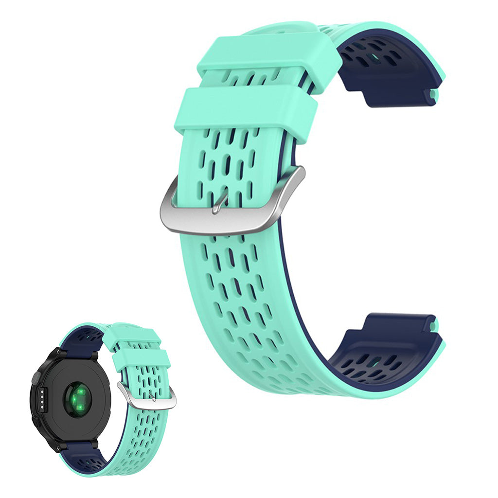 Dual color silicone watch band for Garmin devices - Cyan / Dark Blue