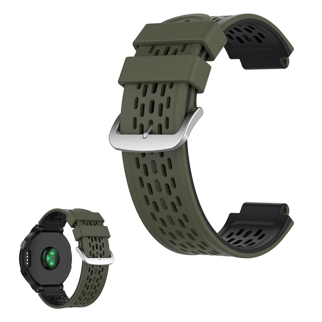 Bracelet de montre en silicone bicolore pour appareils Garmin - Vert Armée / Noir