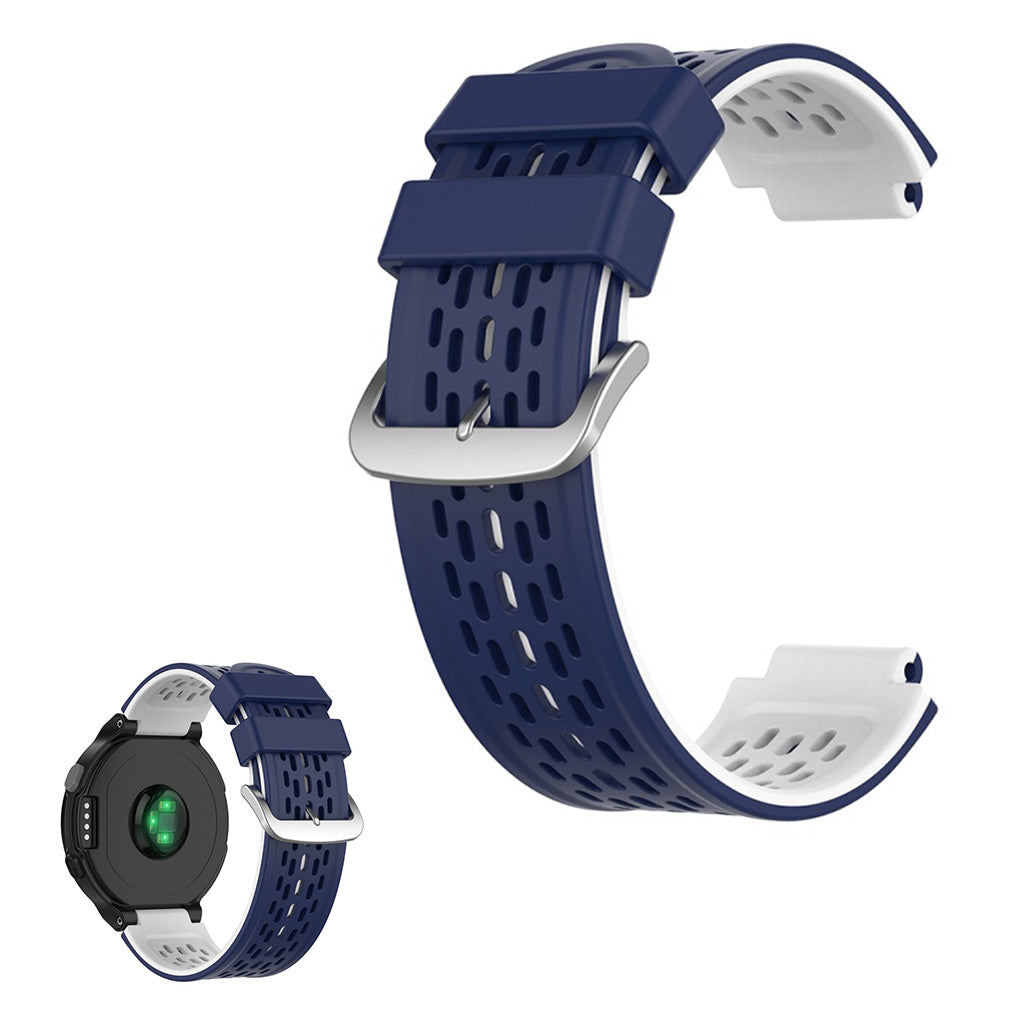 Dual color silicone watch band for Garmin devices - Blue / White