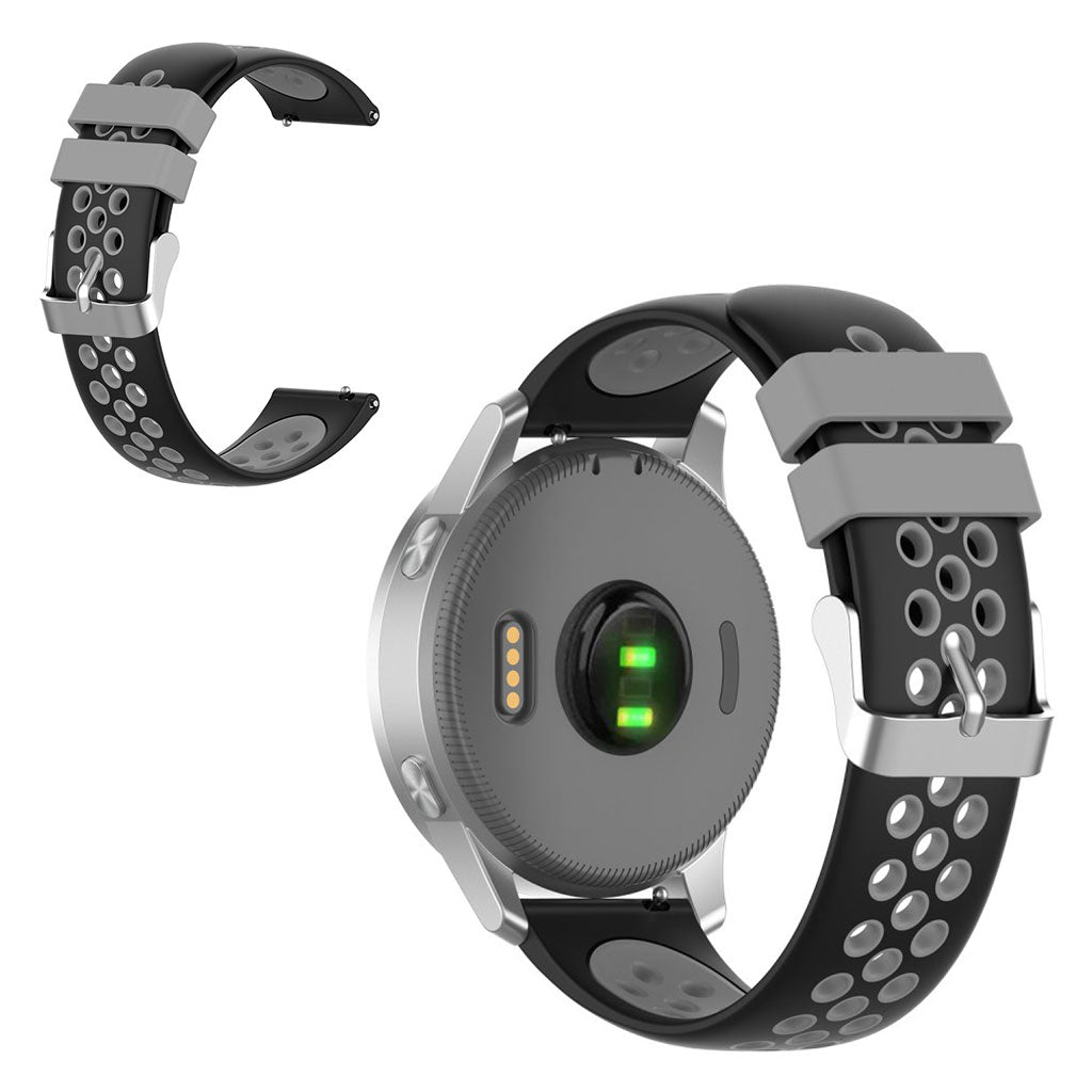 18mm Garmin Vivoactive 4S / Vivomove 3S dual color silicone watch band - Black / Grey
